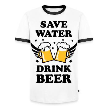 47 Save Water Drink Beer funny humor - Männer Kontrast-T-Shirt - Weiß/Schwarz - Vorne - AI Model Female 172 light (172cm) & AI Model Male 178 dark (178cm)