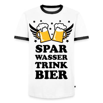 49 Spar Wasser trink Bier Spruch Sprüche - Männer Kontrast-T-Shirt - Weiß/Schwarz - Vorne - AI Model Female 172 light (172cm) & AI Model Male 178 dark (178cm)