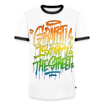 graffiti - est de la rue - T-shirt contrasté Homme - blanc/noir - Devant - AI Model Female 172 light (172cm) & AI Model Male 178 dark (178cm)