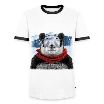 ski panda - Men's Ringer Shirt - white/black - Front - AI Model Female 172 light (172cm) & AI Model Male 178 dark (178cm)