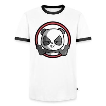 Panda - FUCK YOU - Männer Kontrast-T-Shirt - Weiß/Schwarz - Vorne - AI Model Female 172 light (172cm) & AI Model Male 178 dark (178cm)