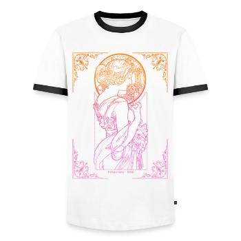 Alfons Mucha - Männer Kontrast-T-Shirt - Weiß/Schwarz - Vorne - AI Model Female 172 light (172cm) & AI Model Male 178 dark (178cm)