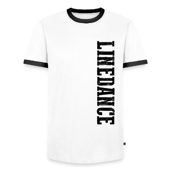 Linedance Line Dance Couple Dance Western Dance Gift - Men's Ringer Shirt - white/black - Front - AI Model Female 172 light (172cm) & AI Model Male 178 dark (178cm)