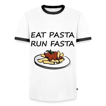 Pasta noodles Funny sayings - Men's Ringer Shirt - white/black - Front - AI Model Female 172 light (172cm) & AI Model Male 178 dark (178cm)