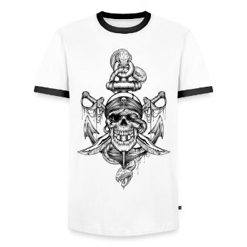 Skull - T-shirt contrasté Homme - blanc/noir - Devant - AI Model Female 172 light (172cm) & AI Model Male 178 dark (178cm)