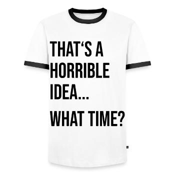 Funny Saying Gift Funny Funny Sayings - Men's Ringer Shirt - white/black - Front - AI Model Female 172 light (172cm) & AI Model Male 178 dark (178cm)