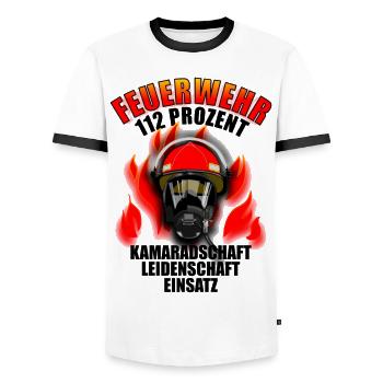 pompiers - T-shirt contrasté Homme - blanc/noir - Devant - AI Model Female 172 light (172cm) & AI Model Male 178 dark (178cm)