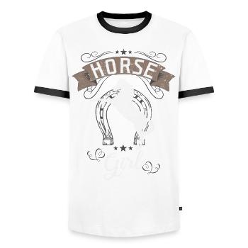 Cheval-fille cheval - T-shirt contrasté Homme - blanc/noir - Devant - AI Model Female 172 light (172cm) & AI Model Male 178 dark (178cm)