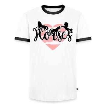 Chevaux CHEVAUX - T-shirt contrasté Homme - blanc/noir - Devant - AI Model Female 172 light (172cm) & AI Model Male 178 dark (178cm)
