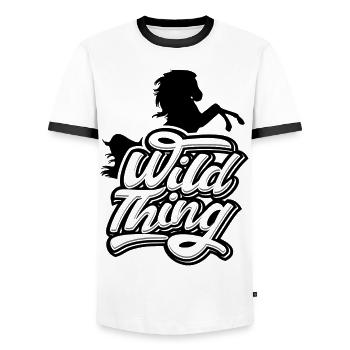 Pferde- Wild Thing - Männer Kontrast-T-Shirt - Weiß/Schwarz - Vorne - AI Model Female 172 light (172cm) & AI Model Male 178 dark (178cm)