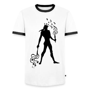 La torche du diable - T-shirt contrasté Homme - blanc/noir - Devant - AI Model Female 172 light (172cm) & AI Model Male 178 dark (178cm)