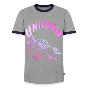 Unicorn Unicorn suess - Men's Ringer Shirt - grey/navy  - Front - AI Model Female 172 light (172cm) & AI Model Male 178 light (178cm)
