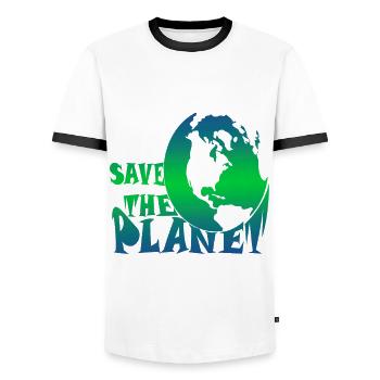 Save the planet Klimaschutz - Männer Kontrast-T-Shirt - Weiß/Schwarz - Vorne - AI Model Female 172 light (172cm) & AI Model Male 178 dark (178cm)