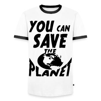 You save the planet - Männer Kontrast-T-Shirt - Weiß/Schwarz - Vorne - AI Model Female 172 light (172cm) & AI Model Male 178 dark (178cm)