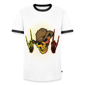 Tête de mort Les mains squelettiques - T-shirt contrasté Homme - blanc/noir - Devant - AI Model Female 172 light (172cm) & AI Model Male 178 dark (178cm)