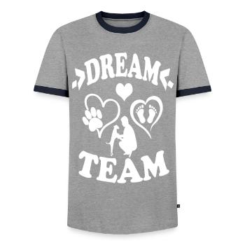 Dream team - Männer Kontrast-T-Shirt - Grau/Navy  - Vorne - AI Model Female 172 light (172cm) & AI Model Male 178 light (178cm)