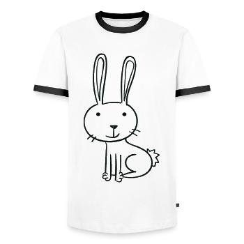 gezeichneter Hase - Männer Kontrast-T-Shirt - Weiß/Schwarz - Vorne - AI Model Female 172 light (172cm) & AI Model Male 178 dark (178cm)