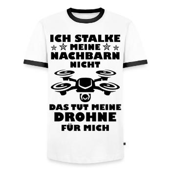 Drohne cooler Spruch Hobby Provokation Geschenk - Männer Kontrast-T-Shirt - Weiß/Schwarz - Vorne - AI Model Female 172 light (172cm) & AI Model Male 178 dark (178cm)