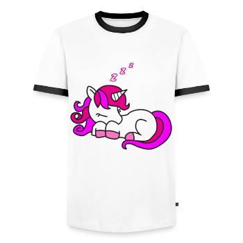 Cute sleeping unicorn kids gift idea - Men's Ringer Shirt - white/black - Front - AI Model Female 172 light (172cm) & AI Model Male 178 dark (178cm)