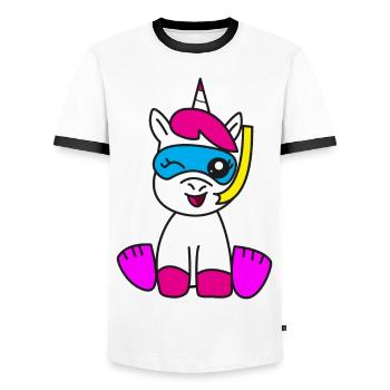 Licorne en cadeau de plongée tuba - T-shirt contrasté Homme - blanc/noir - Devant - AI Model Female 172 light (172cm) & AI Model Male 178 dark (178cm)