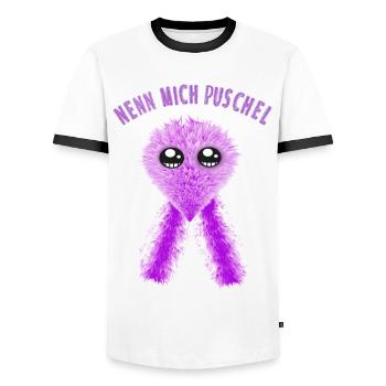 Nenn mich Puschel Flauschig süß Knuddelig - Männer Kontrast-T-Shirt - Weiß/Schwarz - Vorne - AI Model Female 172 light (172cm) & AI Model Male 178 dark (178cm)