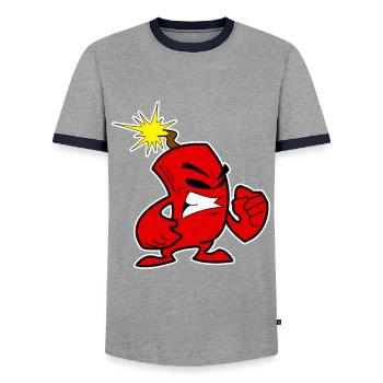 Cool banger firecracker New Year's Eve fireworks boom - Men's Ringer Shirt - grey/navy  - Front - AI Model Female 172 light (172cm) & AI Model Male 178 light (178cm)