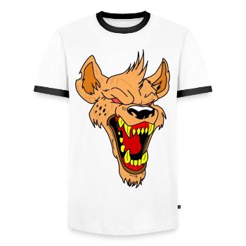Fou loup tête idée cadeau vecteur - T-shirt contrasté Homme - blanc/noir - Devant - AI Model Female 172 light (172cm) & AI Model Male 178 dark (178cm)