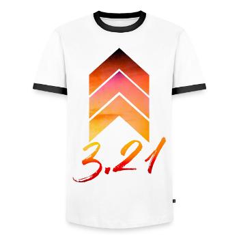 Les chanceux - syndrome de Down - T-shirt contrasté Homme - blanc/noir - Devant - AI Model Female 172 light (172cm) & AI Model Male 178 dark (178cm)