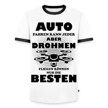 Drohnen fliegen Spruch Geschenkidee - Männer Kontrast-T-Shirt - Weiß/Schwarz - Vorne - AI Model Female 172 light (172cm) & AI Model Male 178 dark (178cm)