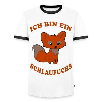 Schlaufuchs der Fuchs cooler Spruch Geschenkidee - Männer Kontrast-T-Shirt - Weiß/Schwarz - Vorne - AI Model Female 172 light (172cm) & AI Model Male 178 dark (178cm)