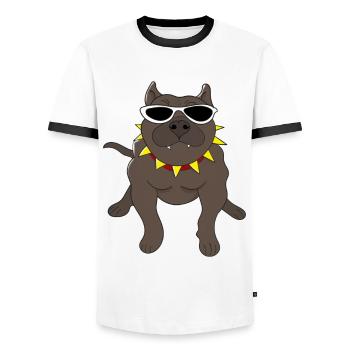 Kampfhund der Hund Geschenkidee Weihnachtsgeschenk - Männer Kontrast-T-Shirt - Weiß/Schwarz - Vorne - AI Model Female 172 light (172cm) & AI Model Male 178 dark (178cm)
