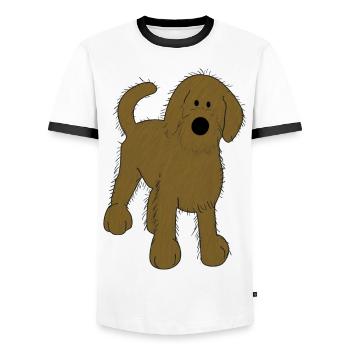 Idée cadeau chiot chien chiot mignon mignon - T-shirt contrasté Homme - blanc/noir - Devant - AI Model Female 172 light (172cm) & AI Model Male 178 dark (178cm)