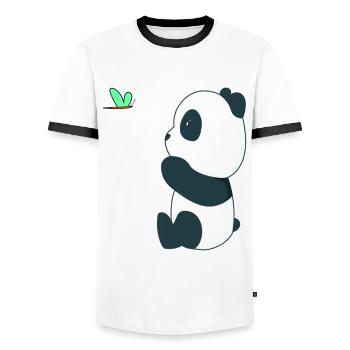 Sweet baby panda with a butterfly - Men's Ringer Shirt - white/black - Front - AI Model Female 172 light (172cm) & AI Model Male 178 dark (178cm)