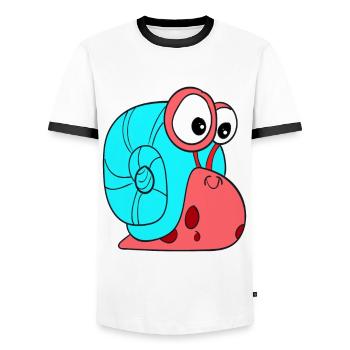 Kleine Schnecke Kinder Geschenkidee süß niedlich - Männer Kontrast-T-Shirt - Weiß/Schwarz - Vorne - AI Model Female 172 light (172cm) & AI Model Male 178 dark (178cm)