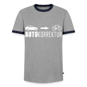 Autocorrect car bike funny pictures cooler S - Men's Ringer Shirt - grey/navy  - Front - AI Model Female 172 light (172cm) & AI Model Male 178 light (178cm)