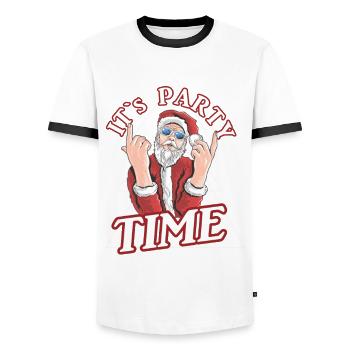 Fête du Père Noël - T-shirt contrasté Homme - blanc/noir - Devant - AI Model Female 172 light (172cm) & AI Model Male 178 dark (178cm)