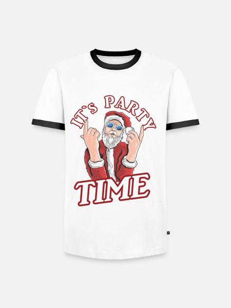 Weihnachtsmann Party - Männer Kontrast-T-Shirt - Weiß/Schwarz