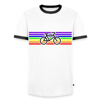 Idée de cadeau de paix arc-en-vélo - T-shirt contrasté Homme - blanc/noir - Devant - AI Model Female 172 light (172cm) & AI Model Male 178 dark (178cm)