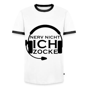 Gamer cooler Spruch nerv nicht ich zocke - Männer Kontrast-T-Shirt - Weiß/Schwarz - Vorne - AI Model Female 172 light (172cm) & AI Model Male 178 dark (178cm)