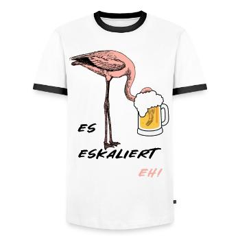 Flamingo Bier Alkohol saufen cooler Spruch - Männer Kontrast-T-Shirt - Weiß/Schwarz - Vorne - AI Model Female 172 light (172cm) & AI Model Male 178 dark (178cm)