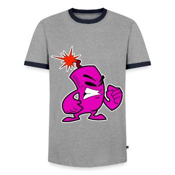 Cool banger Feuerwerlk firecracker New Year's Eve - Men's Ringer Shirt - grey/navy  - Front - AI Model Female 172 light (172cm) & AI Model Male 178 light (178cm)