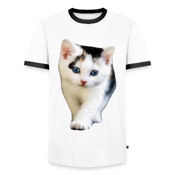 Idée cadeau chat chaton chat mignon chat - T-shirt contrasté Homme - blanc/noir - Devant - AI Model Female 172 light (172cm) & AI Model Male 178 dark (178cm)