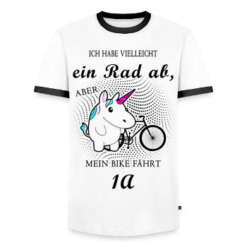 Rad ab Einhorn Fahrrad lustiger Spruch Geschenk - Männer Kontrast-T-Shirt - Weiß/Schwarz - Vorne - AI Model Female 172 light (172cm) & AI Model Male 178 dark (178cm)
