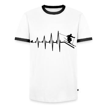 Heartbeat Herzschlag Ski Herzfrequenz - Männer Kontrast-T-Shirt - Weiß/Schwarz - Vorne - AI Model Female 172 light (172cm) & AI Model Male 178 dark (178cm)