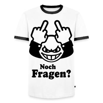Noch Fragen? (Stinkefinger Emoticon) - Männer Kontrast-T-Shirt - Weiß/Schwarz - Vorne - AI Model Female 172 light (172cm) & AI Model Male 178 dark (178cm)