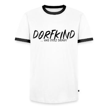 Dorfkind cooler Spruch stolz Geschenkidee - Männer Kontrast-T-Shirt - Weiß/Schwarz - Vorne - AI Model Female 172 light (172cm) & AI Model Male 178 dark (178cm)