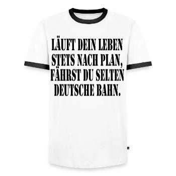 Läuft dein Leben stets nach Plan fährst keine Bahn - Männer Kontrast-T-Shirt - Weiß/Schwarz - Vorne - AI Model Female 172 light (172cm) & AI Model Male 178 dark (178cm)