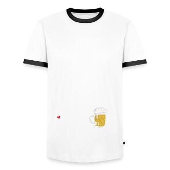 Die Schöne und das Bier Frau Geschenk Spruch - Männer Kontrast-T-Shirt - Weiß/Schwarz - Vorne - AI Model Female 172 light (172cm) & AI Model Male 178 dark (178cm)
