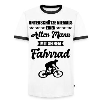 Alter Mann Fahrrad Spruch Geschenk zum Geburtstag - Männer Kontrast-T-Shirt - Weiß/Schwarz - Vorne - AI Model Female 172 light (172cm) & AI Model Male 178 dark (178cm)