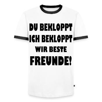 Beste Freunde Spruch Bekloppt Geschenk - Männer Kontrast-T-Shirt - Weiß/Schwarz - Vorne - AI Model Female 172 light (172cm) & AI Model Male 178 dark (178cm)